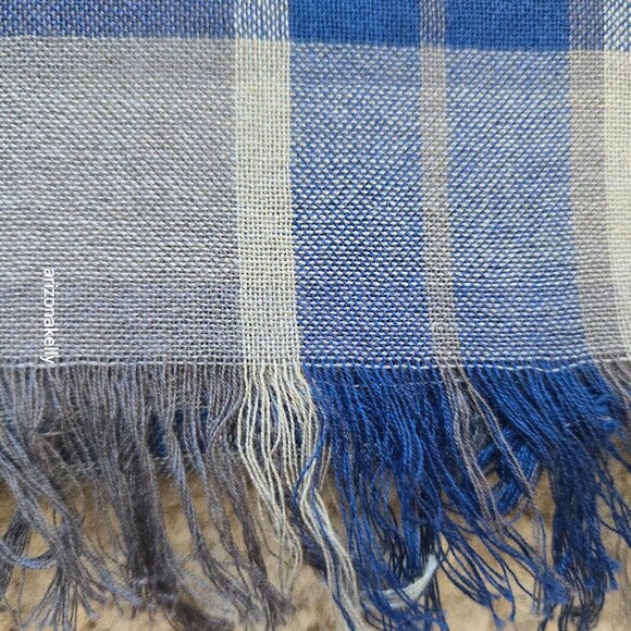 Theory Scarf in Blue & Grey Plaid - Picture 5 of 7
